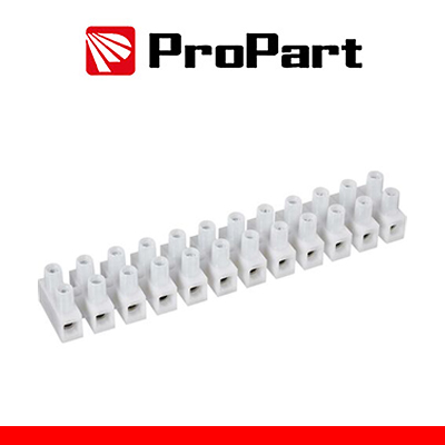 Morsettiera bianc 12 poli 3A-4 mm2 forma a U 380V stecca
