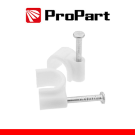 PROPART Graffe fermacavo con chiodini per Cavo TONDO 7mm Bianca 100pz