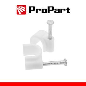 PROPART Graffe fermacavo con chiodini per Cavo TONDO 5mm Bianca 100pz