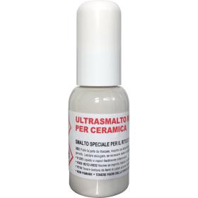 flacone 10 ml smalto stucco per ritocco ritocchi ceramica bianco con pennello