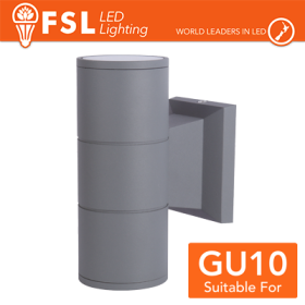 APPLIQUE 2 VIE GRIGIO PORTALAMPADA GU10 ILLUMINAZIONE BIDIREZIONALE IP54 ESTERNO