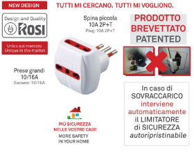 ROSI RS78041T Adattatore Triplo Emilia 3 Prese Bivalenti 10/16A  Spina Piccola