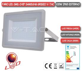 Faro Proiettore LED SMD Con Chip Samsung 100w Corpo Grigio IP65 V-TAC