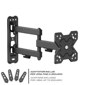 Supporto universale x flat tv 10"-42"kg 20 3 snodi con adattatori vesa e livella