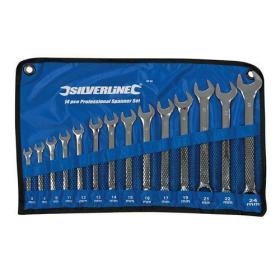 SET CHIAVI COMBINATE 14 PZ  8 - 24 mm Testa a forchetta e testa poligonale incli