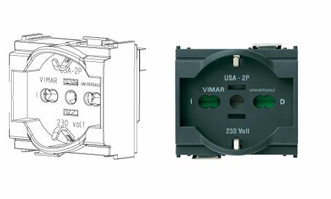 VIMAR 16210 PRESA UNIVERSALE EUROSPINE 2P-T 16A GRIGIO SERIE IDEA