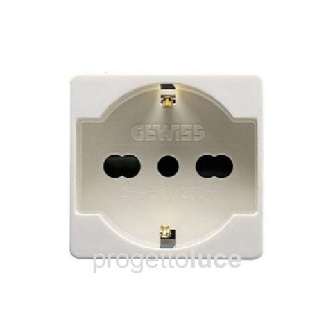 PRESA BIPASSO BIVALENTE  SCHUKO TEDESCA 2P-T 16A GEWISS SYSTEM
