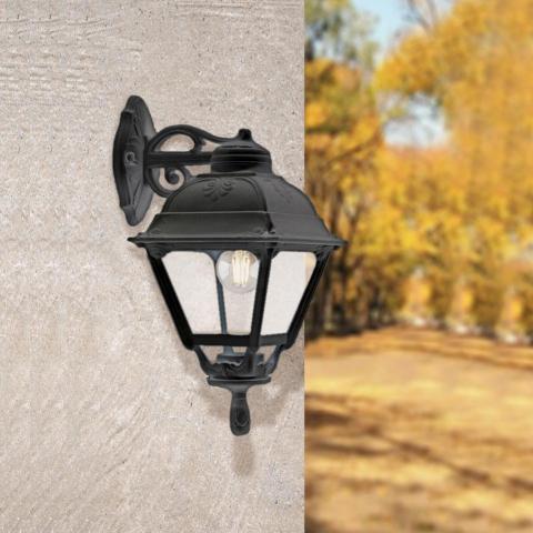 APPLIQUE PER ESTERNO IP55 ATTACCO E27 LANTERNA STILE CLASSICO TERRAZZO NERO
