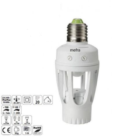 PORTALAMPADA ADATTATORE E27 SENSORE MOVIMENTO E CREPUSCOLARE V TAC VT-8005 4982