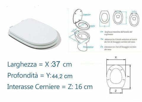 COPRIWATER COPRIWC SEDILE MOD. ARETUSA CESAME LACCATO BIANCO cm.37x 44,2x16