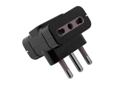 ADATTATORE NERO ELETTRICO TRIPLA DOPPIA PRESA BIPASSO 16A