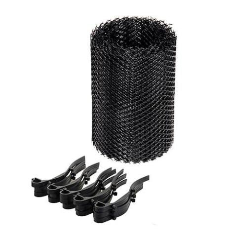 RETE GRIGLIA PER PROTEZIONE GRONDAIA FOGLIE DETRITI CON 15 CLIPS 5 m x 16 cm