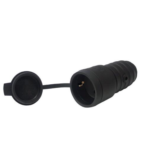PPRESA VOLANTE SCHUKO 2P-T 16A 250 V NERA A TENUTA STAGNA IP44 ANTISCHIZZO