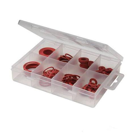 ASSORTIMENTO SET DI GUARNIZIONI RONDELLE PIATTE IN FIBRA 110 PEZZI IN BOX  87185