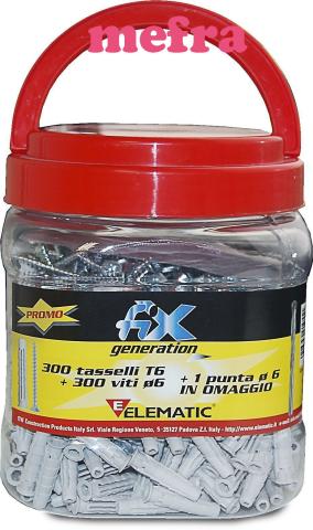 BOX KIT 300 Pz. TASSELLO TASSELLI in NYLON T6VA con VITE 6x30mm  PUNTA  6 OMA