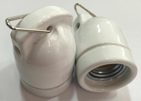 PORTALAMPADA PORTA LAMPADE E 27 IN PORCELLANA BIANCO A DOPPIA USCITA