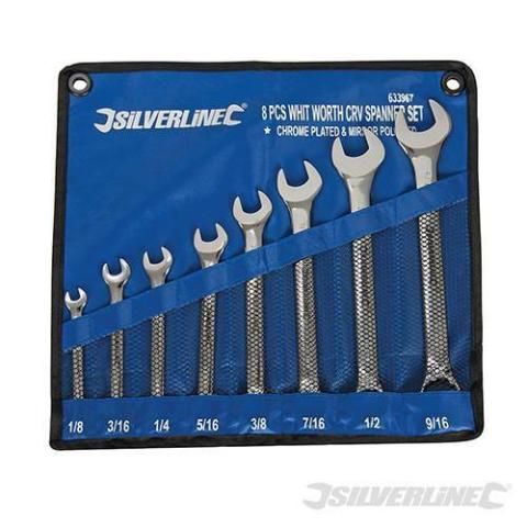 Set di 8 chiavi Whitworth impostare utensileria acciaio cromo vanadium