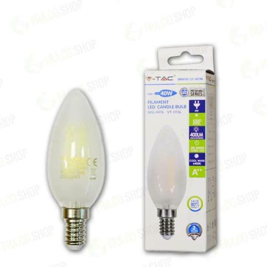 LAMPADINA LED - 4W FILAMENT  E14 OPACO CANDELA BIANCO 6400K - Fredda - XXARFE