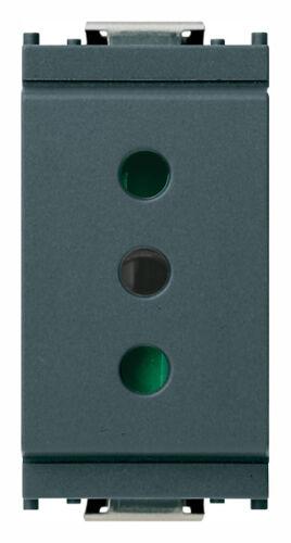 VIMAR 16201 - PRESA SECURY 2P-T 10A STANDARD ITAL. P11 GRIGIO SERIE IDEA