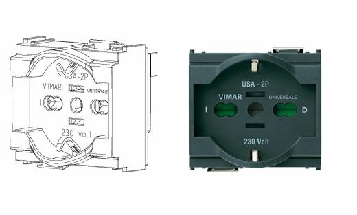 VIMAR 16210 PRESA UNIVERSALE EUROSPINE 2P-T 16A GRIGIO SERIE IDEA