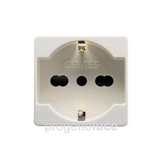 PRESA BIPASSO BIVALENTE  SCHUKO TEDESCA 2P-T 16A GEWISS SYSTEM