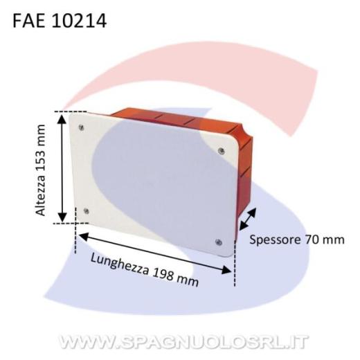 faeg 10214 cassetta di derivazione con coperchio da incasso ip40 198x153x70