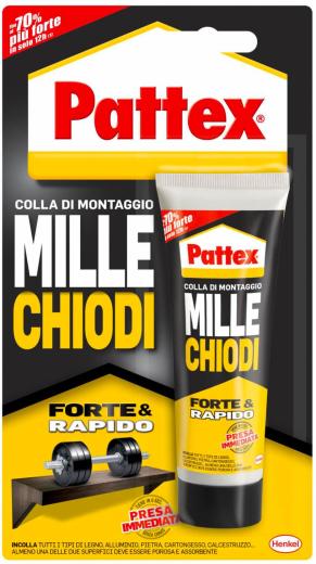 Millechiodi Pattex colla presa immediata 100gr sostituisce i chiodi