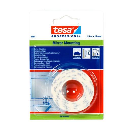 NASTRO TESA BIADESIVO 1,5MT-19MM PER SPECCHI RESISTENTE ALL'UMIDITa SPESSORATO