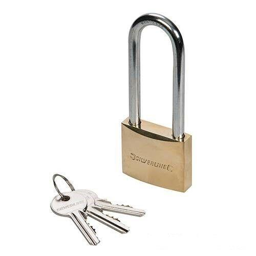 Lucchetto in Ottone a Manico Lunga 50mm H 26 x V 75 x D 8 mm 3 Chiave in Ottone