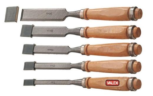SERIE DA 5 SCALPELLI VALEX 1462978 PER LAVORAZIONE LEGNO CON LAME IN ACCIAIO