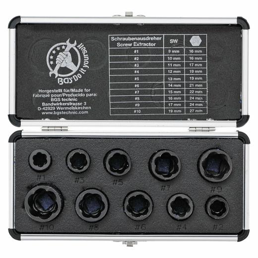 Set di svita bulloni danneggiati  Estrazione Viti Chiodo Dado a 10 pz