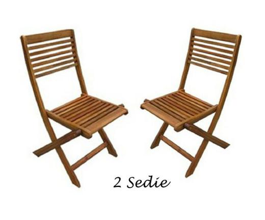 Set 2 Sedie Pieghevoli da Giardino Balcone in Legno per Esterno Senza Braccioli