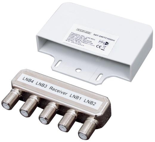 Commutatore Konig Sat DISEqC SWITCH con protezione 4 Ingr. - 1 Usc