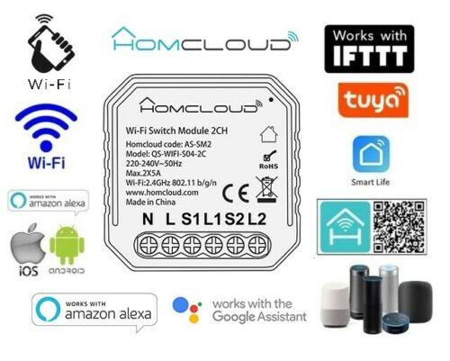 Modulo Interruttore 2 CANALI Wi-Fi da incasso amazon alexa google assistant BOX