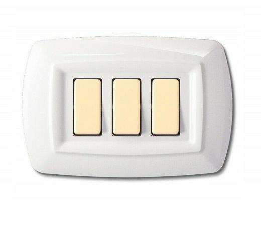 PLACCA COMPATIBILE BTICINO MAGIC 3 POSTI BIANCO TONDO' ECL2593WH ELETTROCANALI