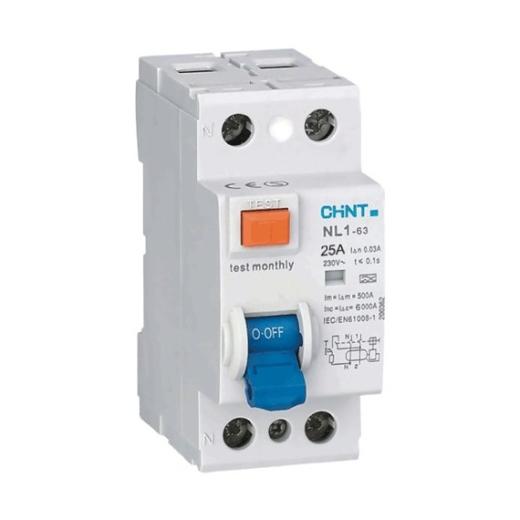 Differenziale Puro 25a 0,03 6ka 2 Poli 2 Moduli Salvavita Tipo Ac Chint 61211