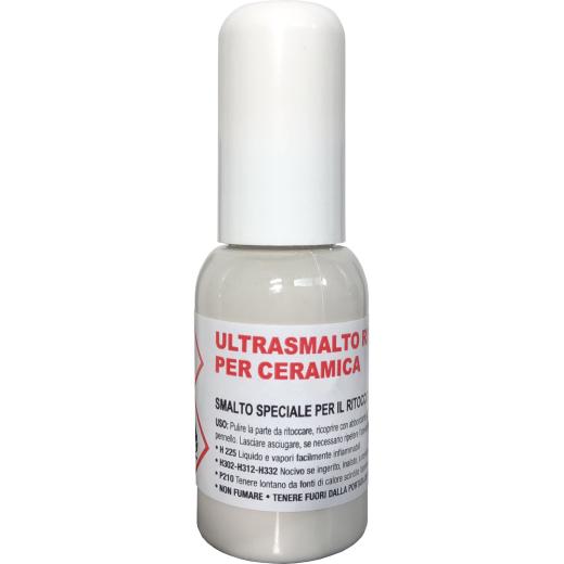 flacone 10 ml smalto stucco per ritocco ritocchi ceramica bianco con pennello