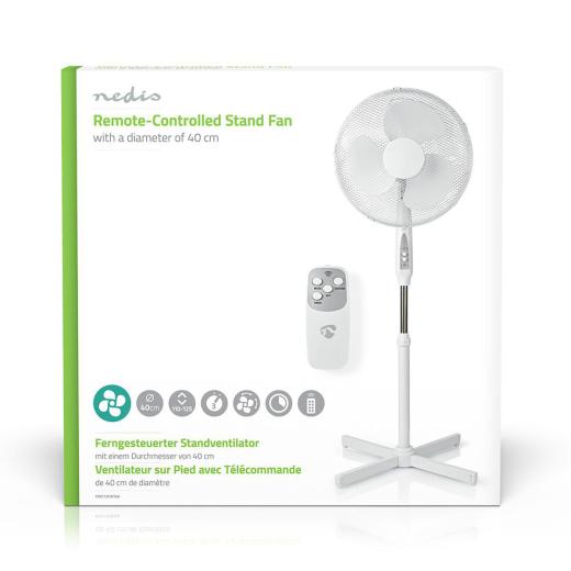 Ventilatore a piantana 40 cm oscillante regolabile 45W timer telecomando Nedis