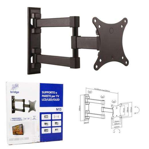 Supporto tv lcd fino a 32'' doppio braccio bridge nvs