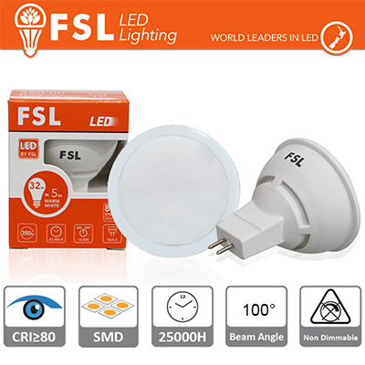 lampadina a led mr16 ac-dc 100 12 volt 25000 ore 6 watt lif flmr166w40k100