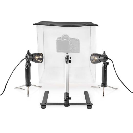Kit Studio fotografico 600 x 600 mm 400lm 2x5W pieghevole sfondi inclusi Nedis