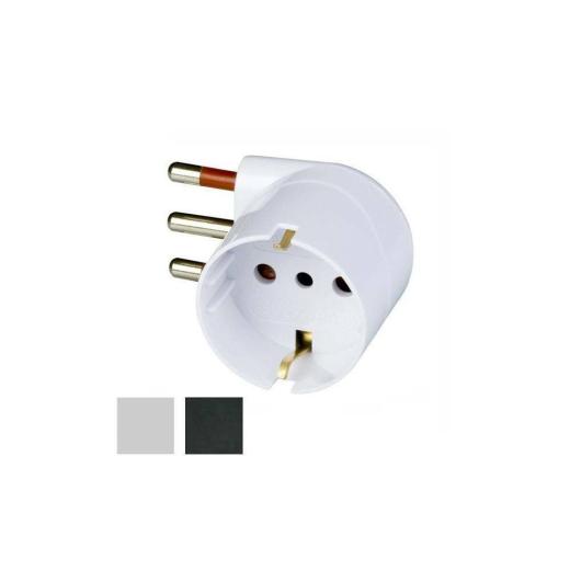 Spina adattatore presa schuko ad angolo 90 16A BIANCO salvaspazio