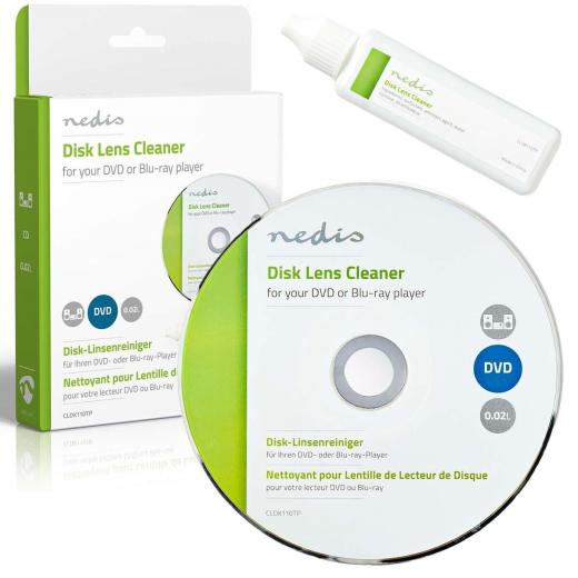 DETERGENTE PER LENTE LETTORI DISCHI CD ROM DVD BLU RAY KIT PULIZIA 20 ML NEDIS