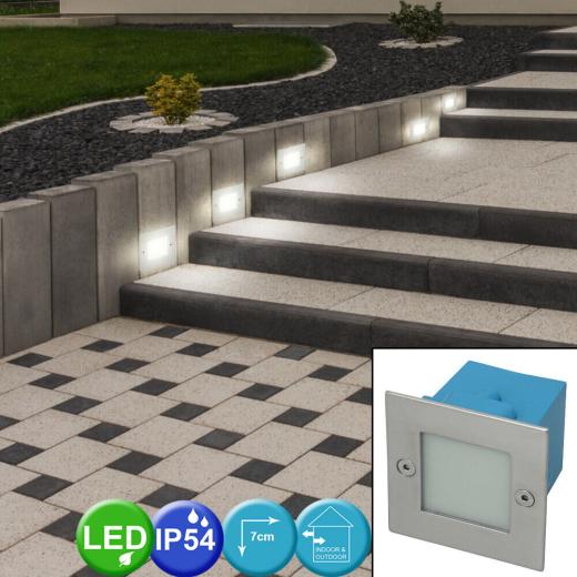 Lampada da incasso parete acciaio inox SMD LED esterno scale gradini  vetro IP54