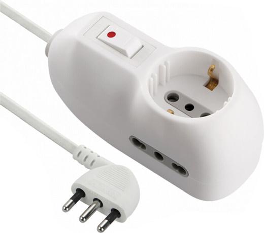 Electraline Multipresa Con Interruttore 1 Schuko -2 Bival.10-16A