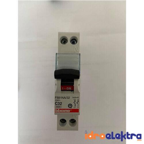 BTICINO F881NA/32 INTERRUTTORE MAGNETOTERMICO 32A 1P.N 1 MOD