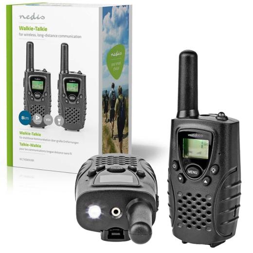 SET WALKIE TALKIE COPPIA RICETRASMITTENTE 8 KM 8 CANALI 38 LPD RICARICABILE USB