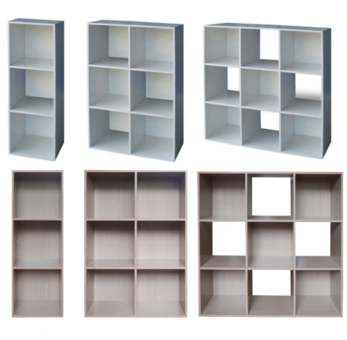Libreria Scaffale in Legno Moderna 3  Ripiani Parete Camera Ufficio Mod. Cubo