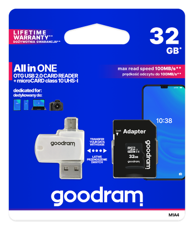 Micro SD memoria Goodram 32GB classe 10 card reader OTG micro USB