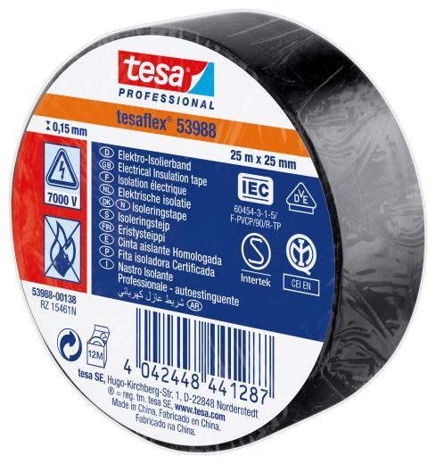 NASTRO ISOLAN.CERTIFICATO NERO MM.25  TESA